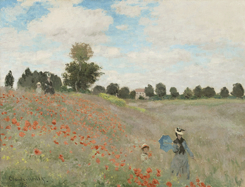 reproductie Poppy field van Claude Monet